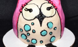 pink owl smash cake