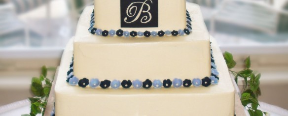 Blue Monogram Wedding Cake