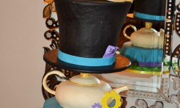 Gravity-defying mad hatter tea party cake