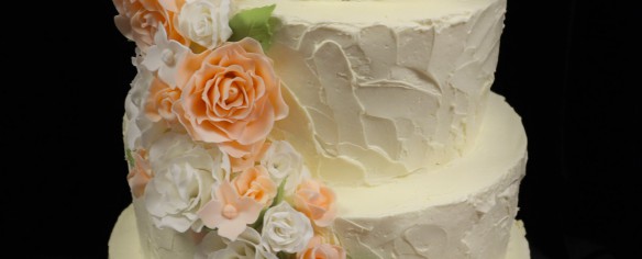 Peach Sage Rose Wedding Cake